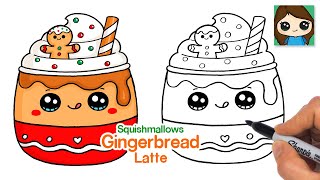 How to Draw a Gingerbread Latte  Squishmallows Christmas [upl. by Amr]