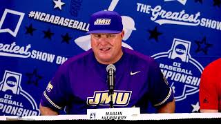 JMU Baseball 202324  May 31 Postgame Press Conference vs South Carolina  Raleigh Regional [upl. by Soble]