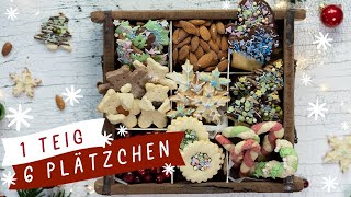 Plätzchen backen 1 Teig  6 Plätzchen  Omas Weihnachtsplätzchen backen  Bunter Plätzchenteller [upl. by Abbi]