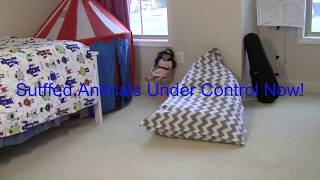 How to Organize Stuffed Animals with Triangle Bean Bag Lounger Chair for Child [upl. by Eico]