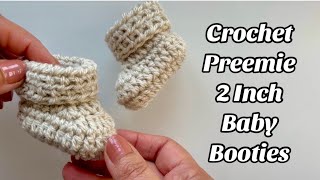 CROCHET CUTE LITTLE PREEMIE BABY BOOTIES 2 INCH [upl. by Aicirtap]