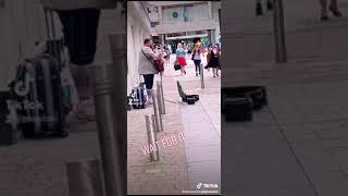 An amazing moment where lads surprise a Galway busker by a nearby balcony [upl. by Naelcm]