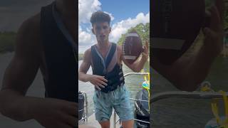 Tubing Backflip Catch🏈🚤 football trickshot sports throw catch lake boat [upl. by Hairej891]