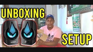 Unboxing  ELEGIANT SR600 PC Gaming USB Speakers 3 lighting mode [upl. by Laural413]