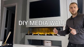 DIY FULL Media Wall Build  With a 3 sided electric fireplace [upl. by Gusta]