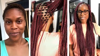 2020 KNOTLESS BRAIDS ON VERY SHORT 4C HAIR IN NIGERIA  MY SHORT HAIR TRANSFORMATION [upl. by Assilrac696]