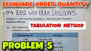 4 Economic Order Quantity EOQ  Tabulation Method  Problem 5  Material Cost  By Saheb Academy [upl. by Enuj195]