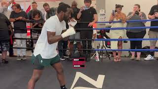 TERENCE CRAWFORD SHOWS OFF HIS SLICK SHADOW BOXING SKILLS AND HOW HE WARMS UP [upl. by Judah233]