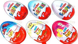 Super Surprise Eggs with 3 Kinder Surprises and 3 Kinder Joys [upl. by Aracat]