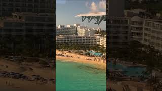 Landing in St Maarten Airport Maho Beach  The Most Exciting Beach in the World Port Side View [upl. by Henning]