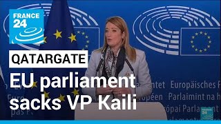 EU parliament sacks vice president charged in Qatar bribe probe • FRANCE 24 English [upl. by Aittam936]