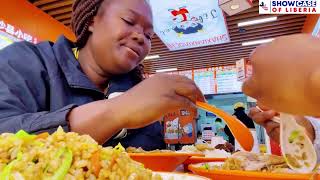 Liberians first impression eating Chinese fry rice in China 🇨🇳 [upl. by Yetac]