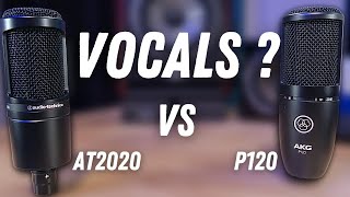 AudioTechnica AT2020 Vs AKG p120  Vocal Microphone [upl. by Acinnad31]