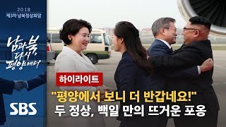 문 대통령·김 위원장 115일 만에 만남…양 정상 포옹 인사 하이라이트  SBS  제3차 남북정상회담 [upl. by Nickles]