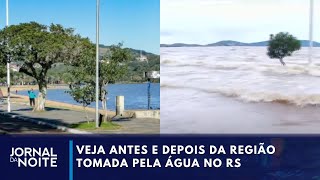 Ventos fortes provocam ondas na orla do Guaíba em Porto Alegre  Jornal da Noite [upl. by Yerhpmuh]