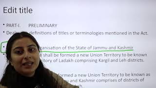 JKSSBJKP SI DAY 08LEC 02  JampK REORGANISATION ACT 2019 by HUMERA MAM [upl. by Olcott]