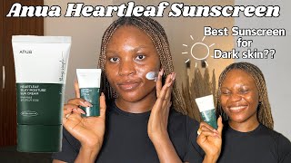 ANUA HEARTLEAF SILKY MOISTURE SUNCREAM  REVIEW  BEST KOREAN SUNSCREEN OF DARK SKIN ANUASUNSCREEN [upl. by Ajssatan]