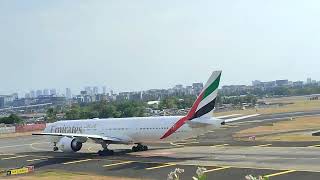 Emirates flight takeoff best view mumbai airport [upl. by Wilmott]