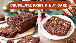 Chocolate Fruit amp Nut Cake  Christmas Plum Cake Recipe with Eggless Option [upl. by Elakram645]