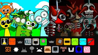 Incredibox Sprunki comparison Battle  CREEPY SYMBIOSIS MOD PHASES SPRUNKIES [upl. by Gentille994]