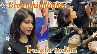 Brown Hair Highlights in short hair Toni amp guy  Schwarzkopf hair colour Vlog [upl. by Immaj285]