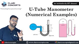 Numerical Examples of U Tube Manometer  Hindi [upl. by Strephon]