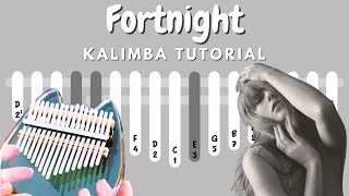 Fortnight  Taylor Swift  Kalimba Tutorial w TABS [upl. by Prakash958]