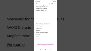 MNEMONIC FOR NON DIALYSABLE DRUGS neetpg inicet [upl. by Alesandrini917]