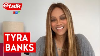 Tyra Banks talks schooling Justin Trudeau on a smize’ off  etalk [upl. by Ecinhoj]