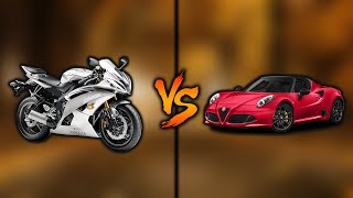 ALFA ROMEO 4C VS YAMAHA R6 TO 200kmh [upl. by Enahpets644]