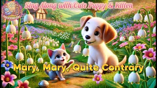 Mary Mary Quite Contrary  Sing Along with Cute Puppy amp Kitten [upl. by Neirb]