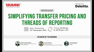 TaxmannWebinar  Simplifying Transfer Pricing and Threads of Reporting  Knowledge Partner Deloitte [upl. by Anileda]