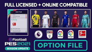 Pes 2021 Full License Patch  Bundesliga Added  All Teams Licensed  Online Compatible Option File [upl. by Meter704]