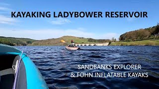 Inflatable Kayaking on Ladybower Reservoir Sandbanks Explorer amp Fohn Dropstich Kayaks [upl. by Shult]