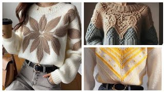 How To Crochet Winter Sweater Design Knitted With Woolcrochet sweater wool fashion knitted [upl. by Shandee]