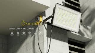 Onforu 200W Dusk to Dawn LED Flood Light with Remote [upl. by Atiekan]