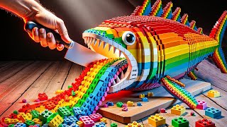 Hunting Perfect WILD Rainbow Fish On Fire Recipe IRL  Lego Cooking Stop Motion ASMR [upl. by Suivatnom]