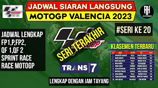 Jadwal Motogp Valencia 2023GP Valencia 2023 Seri 20Klasemen Motogp 2023 TerbaruJadwal Motogp 2023 [upl. by Perzan]