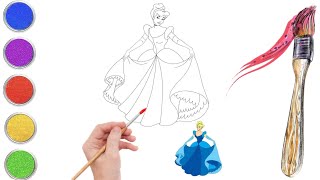 Coloring with Sticker Book Dress Up Disney Princess ArielSnow WhiteBelleCinderella [upl. by Riha]