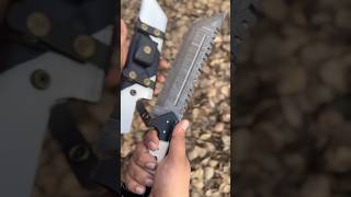 Tracker knife Damascus steel Cow horn handle [upl. by Eyks]