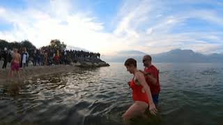 Bagno di Capodanno  Spiaggia Acquafresca Brenzone sul Garda 010123 [upl. by Ahsrat]