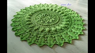 crochet home rug 135 easy patternмандала крючкомmandala de crochetHäkelMandala钩针地垫크로셰 만다라 [upl. by Raffo909]