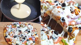 SUB Liquid PizzaPourable Pizza in 10 minutes No Oven No Yeast PizzaYummy pancake pizza recipe [upl. by Octavla970]