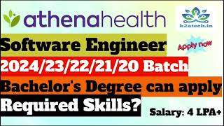 athenahealth hiring Quality Software Engineer  Bachelors degree [upl. by Phelan]