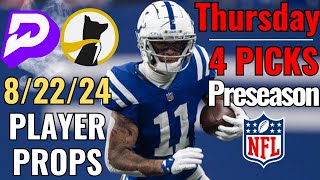 PRIZEPICKS THURSDAY NFL PRESEASON 822 CORE PLAYER PROPS 2 GAMES [upl. by Felten460]