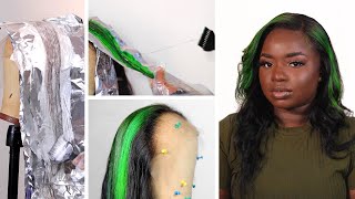 SKUNK STRIPE WIG  GREEN COLOR PATCH  ATINA HAIR [upl. by Bauer]