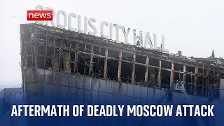 Aftermath of deadly Moscow attack on concert hall as death toll reaches over 130 [upl. by Peyter]