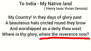 To India  My Native Land by Henry louis Vivian Derozio [upl. by Ervine276]