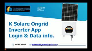 K Solare Ongrid Inverter Wifi amp App Setting And Data Info [upl. by Annaek610]