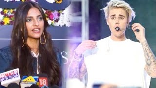 Sonam Kapoor SMART Reply On Justin Bieber Lip Syncing At Purpose Tour India [upl. by Madai826]